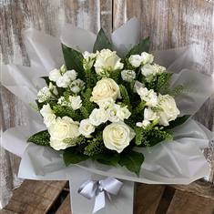 White Rose, Lisianthus &amp; Freesia Bouquet 