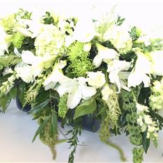 White Cream and Greens Seasonal Casket Spray 