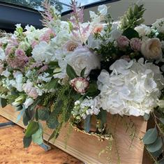 The Adorned Casket Spray Soft Pinks 