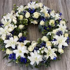 Blue &amp; White Wreath 